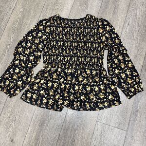 Floral Black and Yellow Women's Top